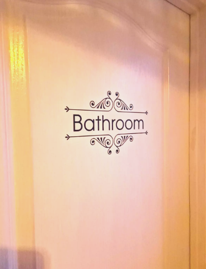 Bathroom Door Sign Self‑Adhesive Vinyl Home Sticker Decal – Funny/Modern Bathroom Wall Door Sign