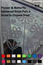 Flower & Butterfly Universal Car Sticker Decal Pair – 12×12 Inch Vinyl Car Graphics