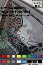 Flower & Butterfly Universal Car Sticker Decal Pair – 12×12 Inch Vinyl Car Graphics