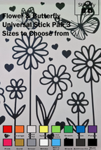 Flower & Butterfly Universal Car Sticker Decal Pair – 12×12 Inch Vinyl Car Graphics