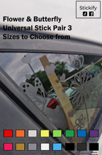 Flower & Butterfly Universal Car Sticker Decal Pair – 12×12 Inch Vinyl Car Graphics