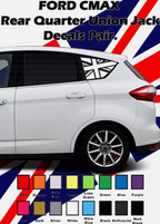 Ford C-MAX MK2 Rear Quarter Union Jack Decals Pair – Self Adhesive Gloss Car Stickers