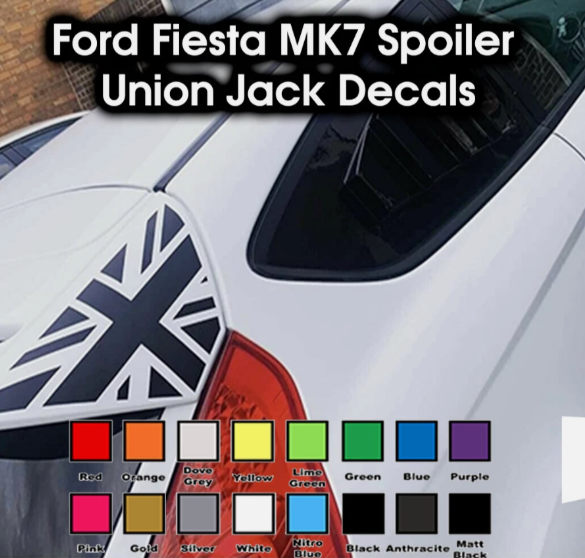 Ford Fiesta Union Jack Decals Pair – Mk7 & Mk7.5 ST, Zetec S, ZS Rear Body Stickers