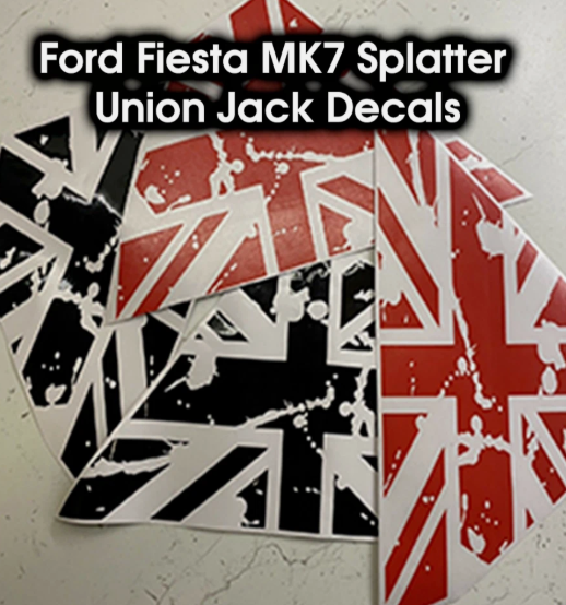 Ford Fiesta Union Jack Splatter Decals Pair – Mk7 & Mk7.5 ST Zetec S ZS Body Styling Stickers