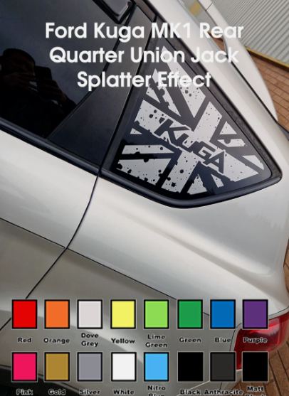Ford Kuga MK1 Union Jack Splatter Decals Pair – Car Styling Body Stickers