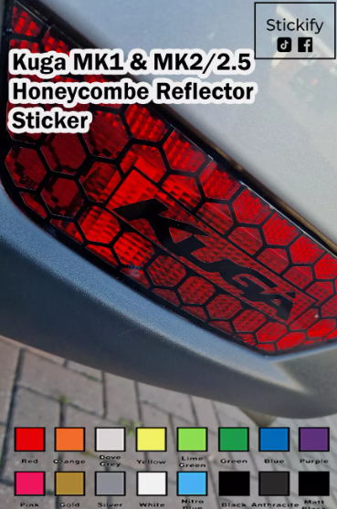 Ford Kuga MK1 & MK2/2.5 Rear Reflector Honeycomb Sticker Pair – Decals for Car Styling