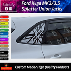 Ford Kuga MK3 / MK3.5 Union Jack Splatter Effect Vinyl Decals – Glossy Exterior Car Stickers (Pair)