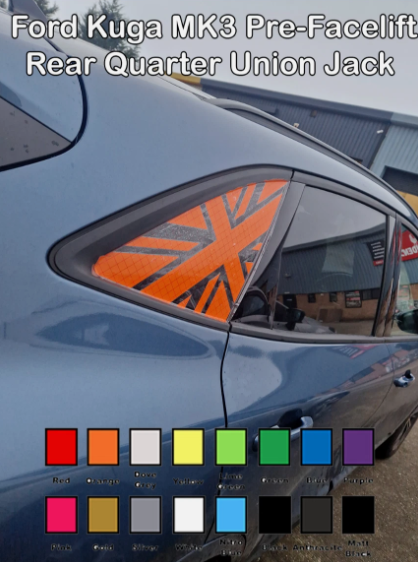 Ford Kuga MK3 Pre-Facelift Union Jack Rear Window Decal Stickers – Gloss Finish UK