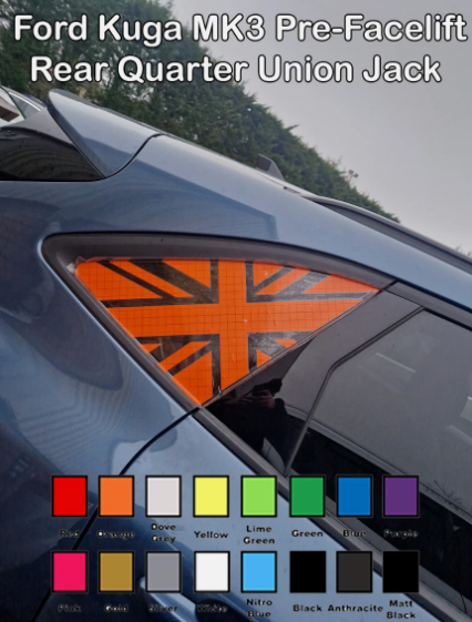 Ford Kuga MK3 Pre-Facelift Union Jack Rear Window Decal Stickers – Gloss Finish UK