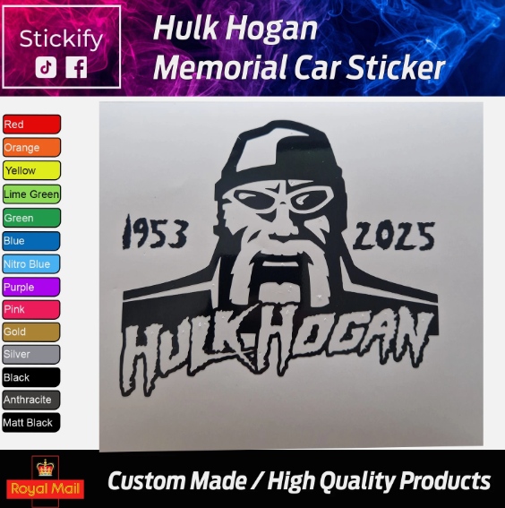 Hulk Hogan Memorial Car Sticker 1953‑2025 – WWE Legend Decal for Cars