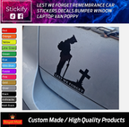 Lest We Forget Remembrance Poppy Car Stickers Vinyl Decals for Car Window Bumper Laptop