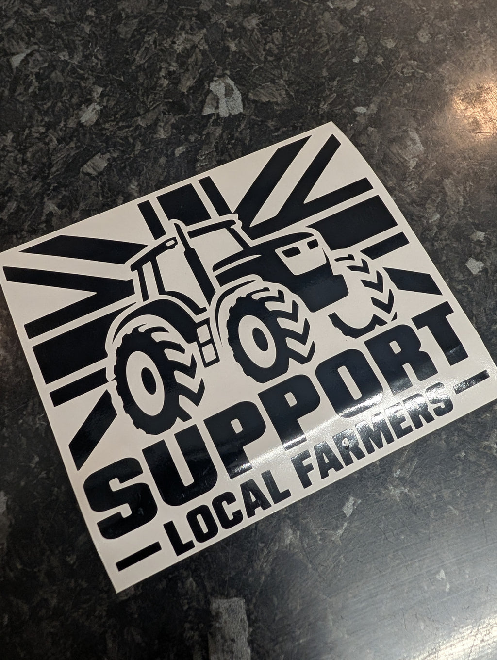 Support Local Farmers Tractor & Union Jack Vinyl Decal – £1 Donated to FCN