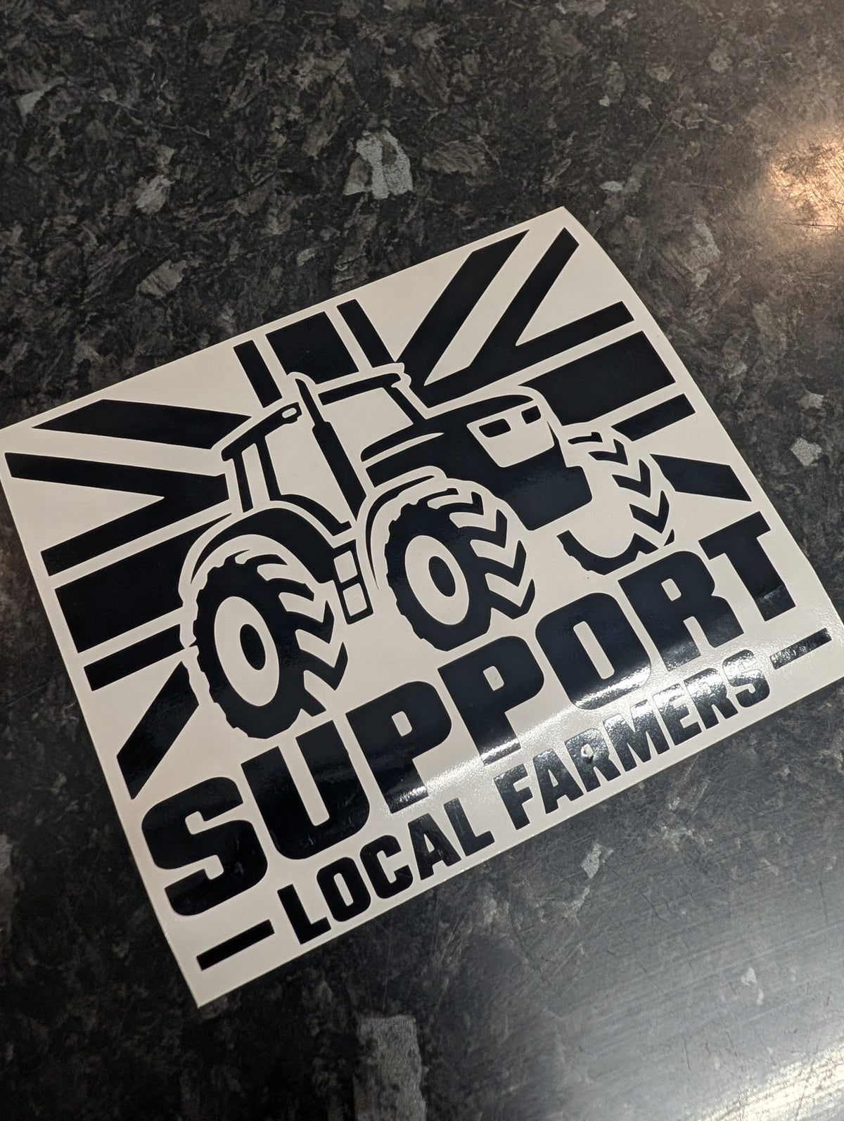 Support Local Farmers Tractor & Union Jack Vinyl Decal – £1 Donated to FCN