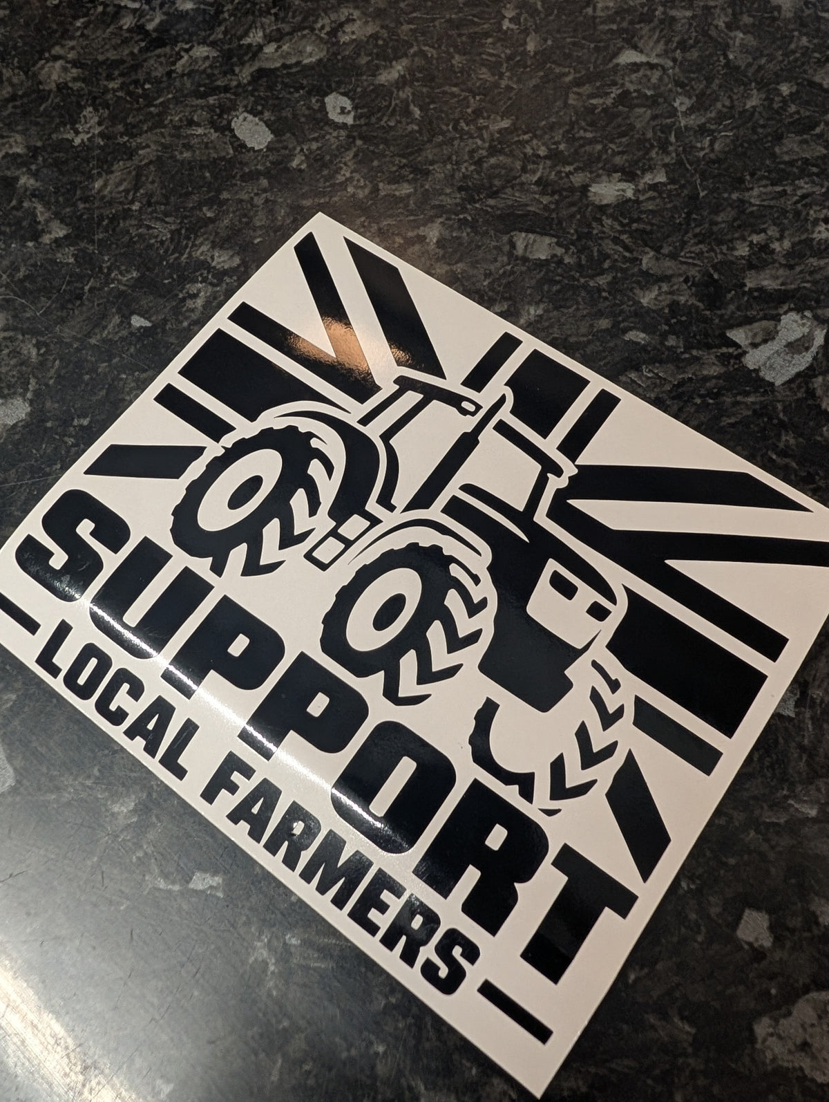 Support Local Farmers Tractor & Union Jack Vinyl Decal – £1 Donated to FCN