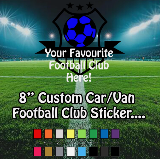 Personalised Football Club Crest 8" Car & Van Sticker – Glossy Custom Decal Badge