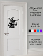 Personalised Mermaid Kids Door Sign Home Sticker – Custom Name Bedroom Decor