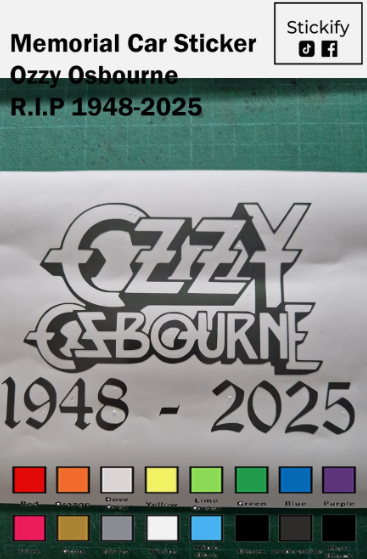 RIP Ozzy Osbourne Memorial Car Sticker Decal – Black Sabbath Tribute