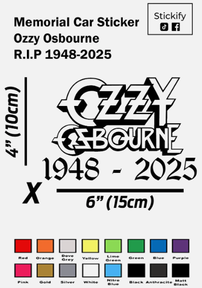 RIP Ozzy Osbourne Memorial Car Sticker Decal – Black Sabbath Tribute