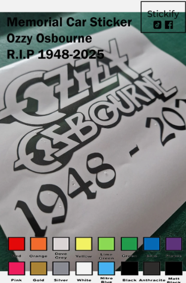 RIP Ozzy Osbourne Memorial Car Sticker Decal – Black Sabbath Tribute