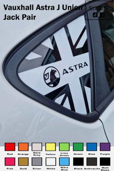 Vauxhall Astra J Rear Quarter Union Jack Decals Pair – VXR SRi Glossy Car Stickers