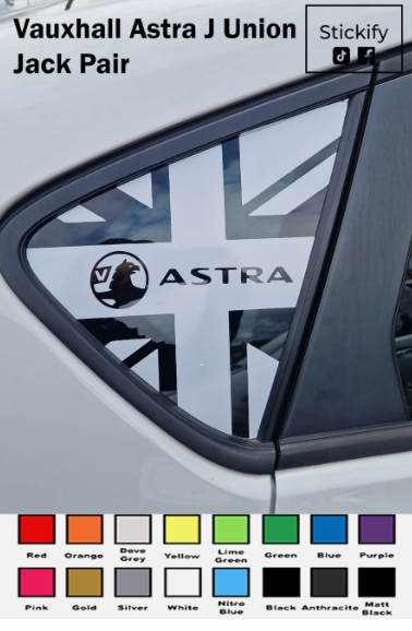Vauxhall Astra J Rear Quarter Union Jack Decals Pair – VXR SRi Glossy Car Stickers