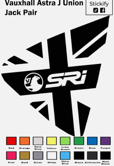 Vauxhall Astra J Rear Quarter Union Jack Decals Pair – VXR SRi Glossy Car Stickers