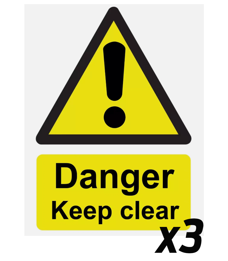 Danger: Keep Clear Vehicle Decal x3 – DIY Signwriting Kit