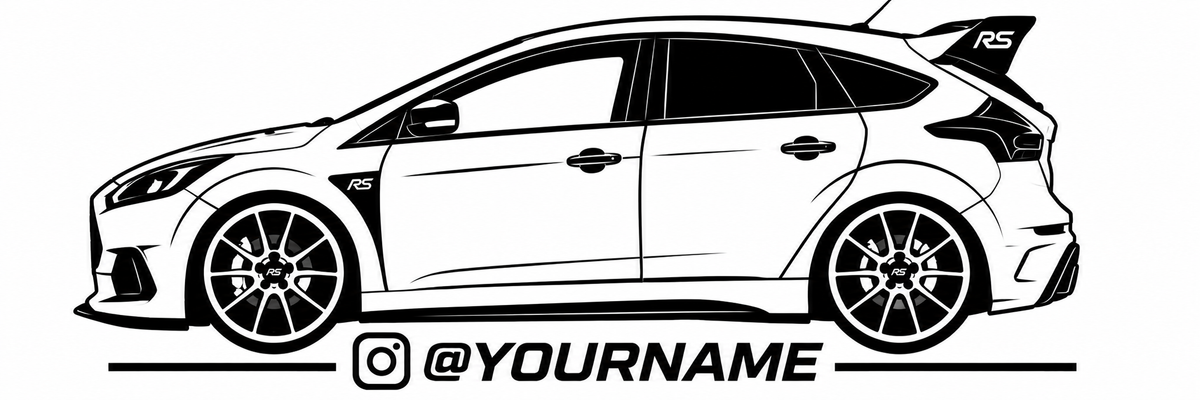 Ford Focus RS MK3 Silhouette Decal Pair – Personalised Instagram / Social Media Stickers