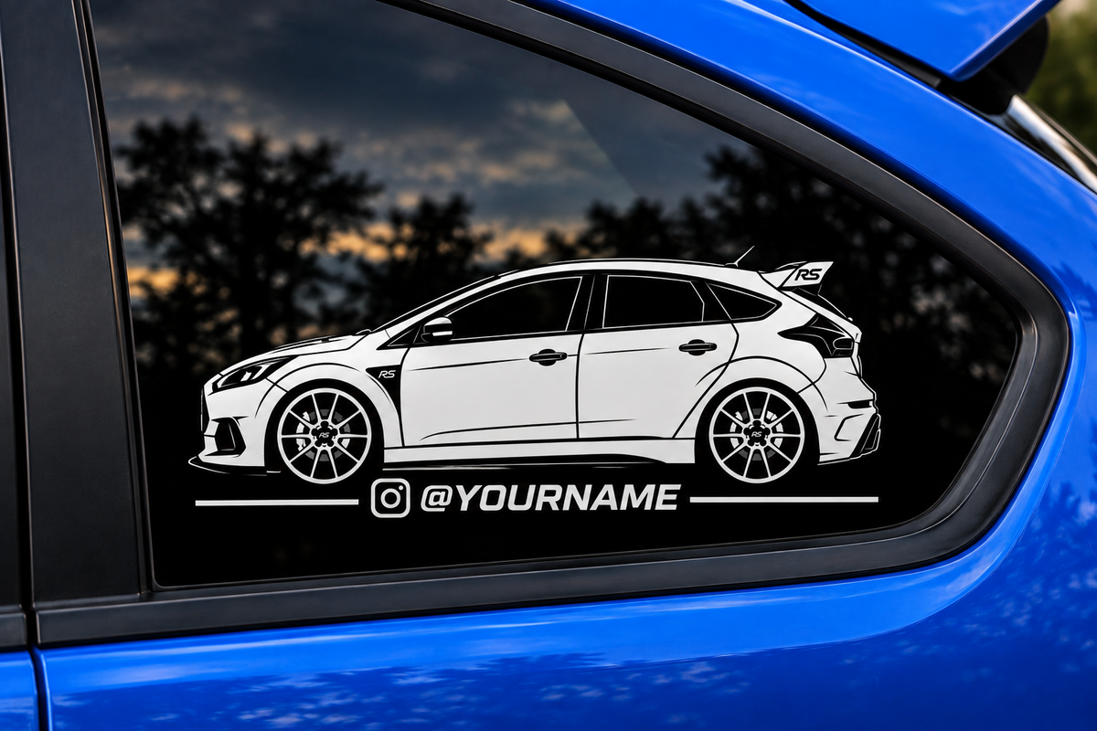 Ford Focus RS MK3 Silhouette Decal Pair – Personalised Instagram / Social Media Stickers