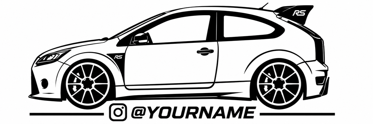Ford Focus MK2 RS Silhouette Decal Pair – Personalised Instagram / Social Media Stickers