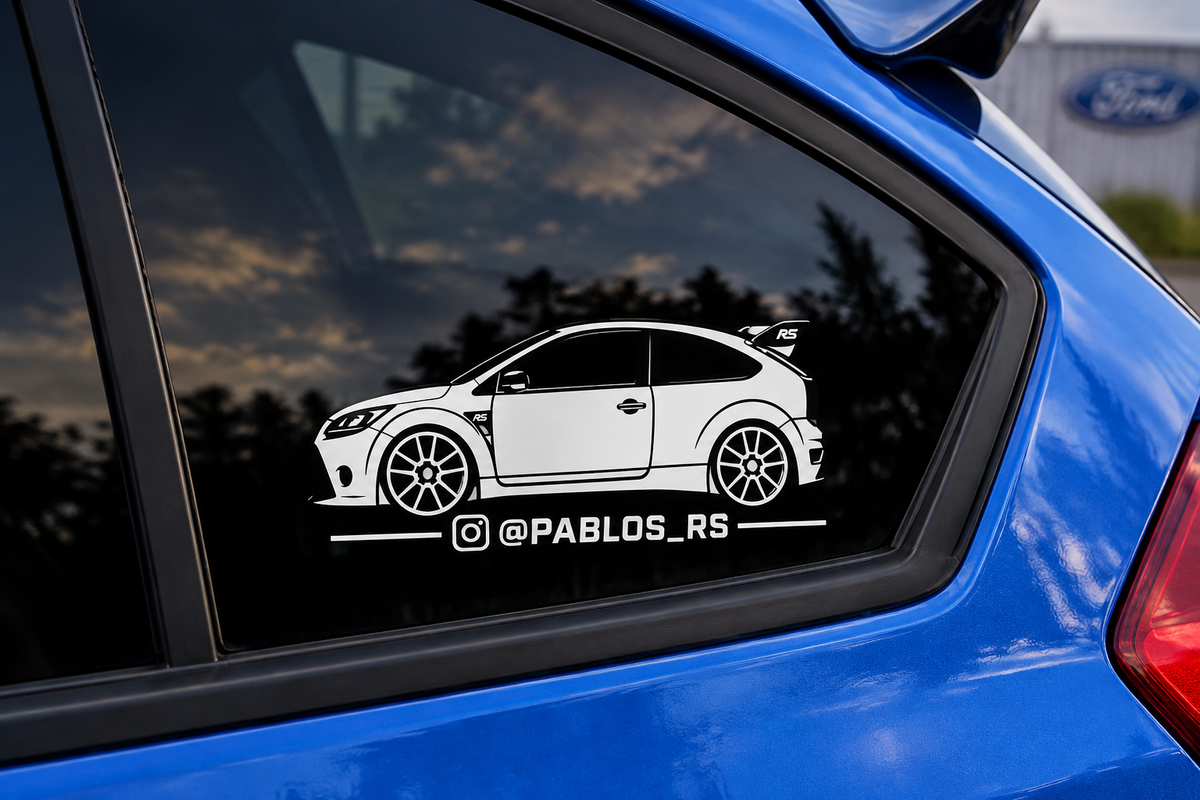 Ford Focus MK2 RS Silhouette Decal Pair – Personalised Instagram / Social Media Stickers