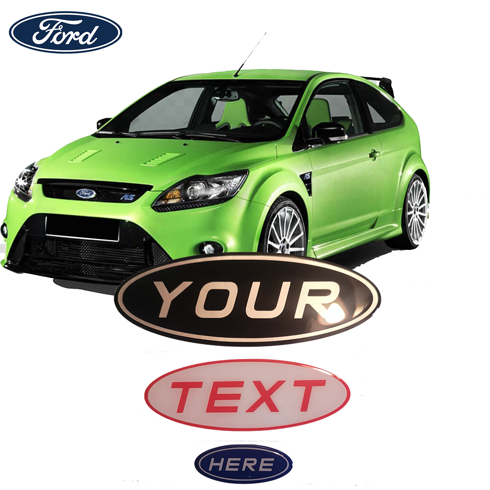 Ford Focus MK2 ST, RS & Standard Gel Badge Overlay Set – Front, Rear & Steering Wheel Emblem Covers