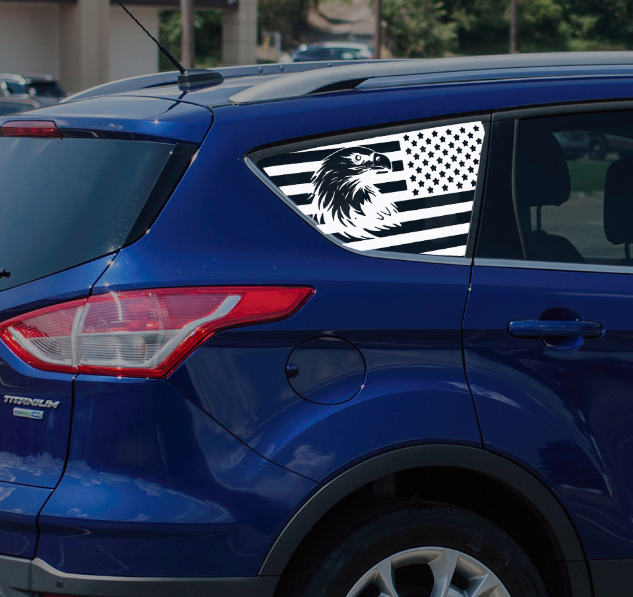 2013–2019 Ford Escape Rear Quarter Window Decals – American Flag Eagle