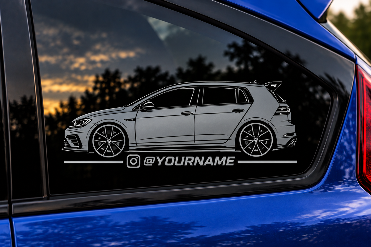 VW Golf R Silhouette Decal Pair – Personalised Instagram / Social Media Stickers