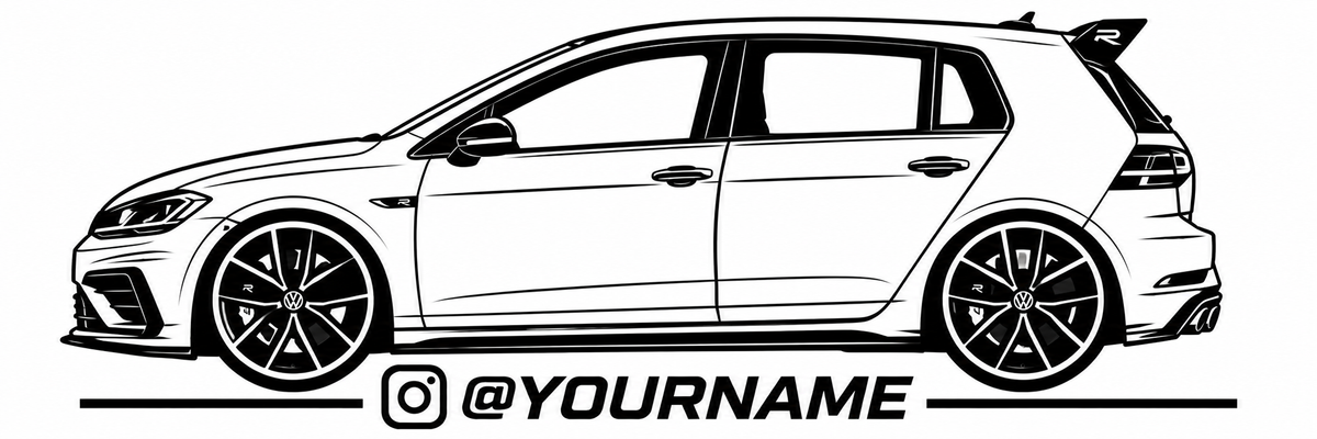 VW Golf R Silhouette Decal Pair – Personalised Instagram / Social Media Stickers