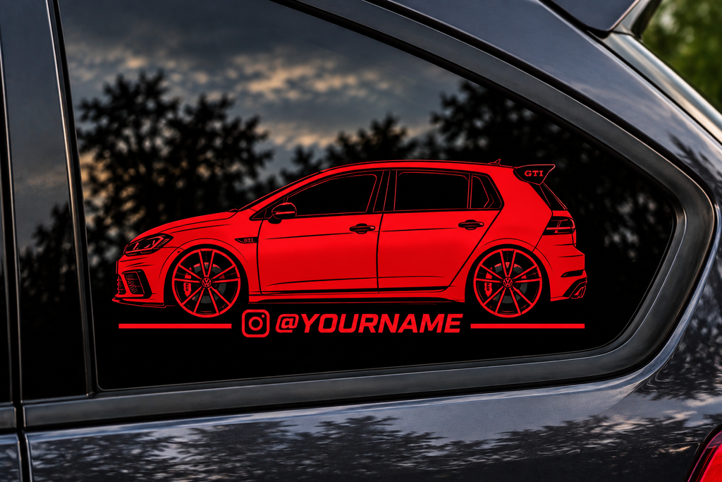 VW Golf GTI Silhouette Decal Pair – Personalised Instagram / Social Media Stickers