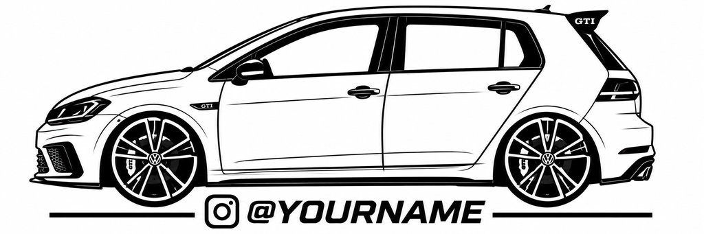 VW Golf GTI Silhouette Decal Pair – Personalised Instagram / Social Media Stickers