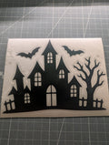 Halloween Haunted House Vinyl Decal Sticker – Choose Your Size & Colour