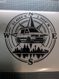 VW Camper Van Liverpool Skyline Compass Vinyl Sticker Decal – T4 T5 T6 Transporter