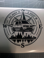 VW Camper Van Liverpool Skyline Compass Vinyl Sticker Decal – T4 T5 T6 Transporter