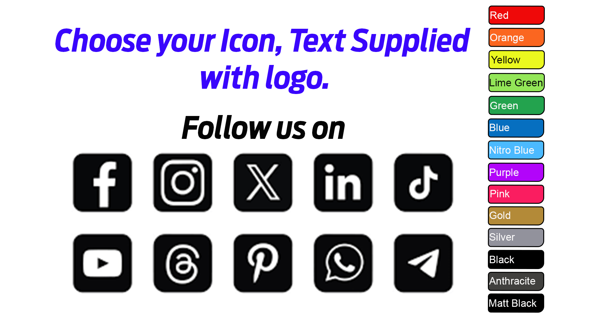 Choose Your Social Media Icon Sticker – Follow Us Vinyl Signwriting Kit